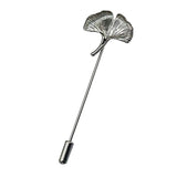 Maxbell Vintage Ginkgo Leaf Brooch Stick Pin Tie Hat Scarf Badge Breastpin Silver