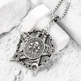 Maxbell Skeleton Skull Pendant Chain Necklace Pentagram Pagan Jewelry for Men Boys