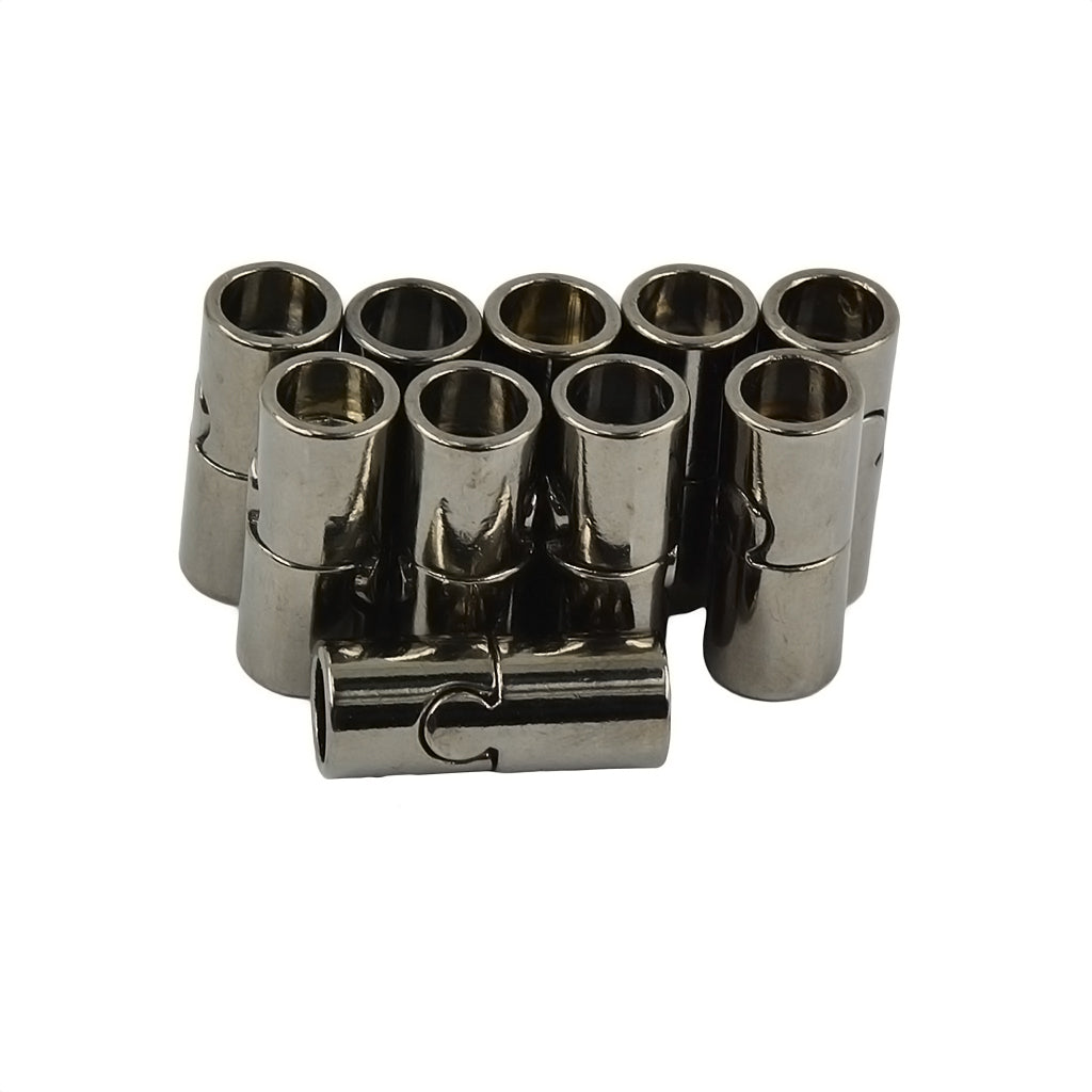 Maxbell 10 Sets Jet Leather Glue In 7 mm Tube Barrel Magnetic Slide Clasp Black