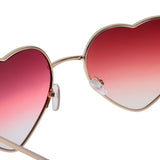 Maxbell Gold Rim Love Heart Shape Outdoor Sunglasses Gradient Lens Red