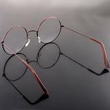 Maxbell Vintage Women Men Metal Frame Clear Lens Round Circle Eye Glasses  Bronze