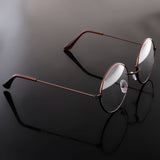 Maxbell Vintage Women Men Metal Frame Clear Lens Round Circle Eye Glasses  Bronze