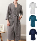 Maxbell Womens Mens Kimono Robes Knit Bathrobe Loungewear Sleepwear Robe M Green