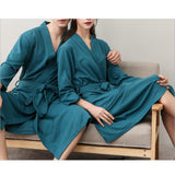 Maxbell Womens Mens Kimono Robes Knit Bathrobe Loungewear Sleepwear Robe M Green