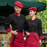 Maxbell Unisex Chef Jacket Coat Hotel Waiter Uniform Long Sleeves Black L
