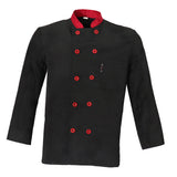 Maxbell Unisex Chef Jacket Coat Hotel Waiter Uniform Long Sleeves Black L