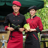 Maxbell Unisex Chef Jacket Coat Hotel Waiter Uniform Long Sleeves Black L