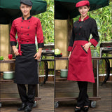 Maxbell Unisex Chef Jacket Coat Hotel Waiter Uniform Long Sleeves Black L