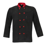 Maxbell Unisex Chef Jacket Coat Hotel Waiter Uniform Long Sleeves Black L