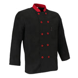 Maxbell Unisex Chef Jacket Coat Hotel Waiter Uniform Long Sleeves Black L