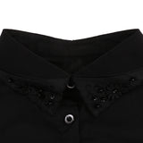 Maxbell Womens Fake Collar Removable False Blouse Embroidered Chiffon Pearl Black