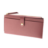 Maxbell Women Zipper Tri-fold Long Purse Ladies Clutch Wallet Card Holder Rose Red