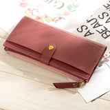 Maxbell Women Zipper Tri-fold Long Purse Ladies Clutch Wallet Card Holder Rose Red