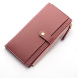 Maxbell Women Zipper Tri-fold Long Purse Ladies Clutch Wallet Card Holder Rose Red