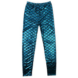 Maxbell Mermaid Leggings Women Shiny Fish Scale Liquid Stretchy Pants Free Size