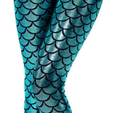 Maxbell Mermaid Leggings Women Shiny Fish Scale Liquid Stretchy Pants Free Size