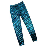 Maxbell Mermaid Leggings Women Shiny Fish Scale Liquid Stretchy Pants Free Size