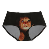 Maxbell Women Sexy 3D Cat Printed Panties Lingerie Underwear Knickers Black