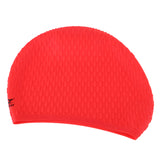 Maxbell Silicone Gel Swimming Cap Shower Hat with Ear Protection Unisex Red