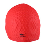 Maxbell Silicone Gel Swimming Cap Shower Hat with Ear Protection Unisex Red