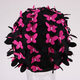 Maxbell Elastic Swim Cap Swimming Pool Hat Butterfly for Long Women Girls Fushia