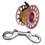 Maxbell Compact Scuba Diving Dive Finger Spool Reel with 50Ft Yellow Line Pink