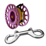 Maxbell Compact Scuba Diving Dive Finger Spool Reel with 50Ft Yellow Line Purple