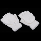 Maxbell Winter Warm Plush Mittens Half Finger Short Fingerless Sports Gloves White