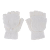 Maxbell Winter Warm Plush Mittens Half Finger Short Fingerless Sports Gloves White