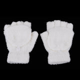 Maxbell Winter Warm Plush Mittens Half Finger Short Fingerless Sports Gloves White