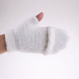 Maxbell Winter Warm Plush Mittens Half Finger Short Fingerless Sports Gloves White