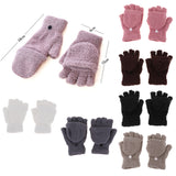 Maxbell Winter Warm Plush Mittens Half Finger Short Fingerless Sports Gloves White