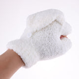 Maxbell Winter Warm Plush Mittens Half Finger Short Fingerless Sports Gloves White