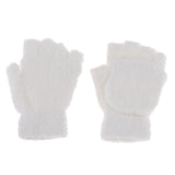 Maxbell Winter Warm Plush Mittens Half Finger Short Fingerless Sports Gloves White