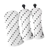 Maxbell 3Pcs/Set Golf Headcover 460cc Driver Wood Head Cover & No. Tag Black White