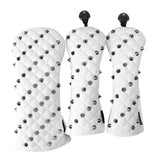 Maxbell 3Pcs/Set Golf Headcover 460cc Driver Wood Head Cover & No. Tag Black White