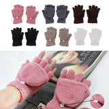 Maxbell Winter Warm Plush Mittens Half Finger Short Fingerless Sports Gloves Pink