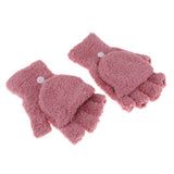 Maxbell Winter Warm Plush Mittens Half Finger Short Fingerless Sports Gloves Pink