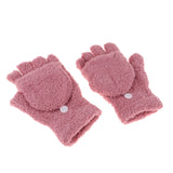 Maxbell Winter Warm Plush Mittens Half Finger Short Fingerless Sports Gloves Pink