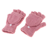 Maxbell Winter Warm Plush Mittens Half Finger Short Fingerless Sports Gloves Pink