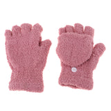 Maxbell Winter Warm Plush Mittens Half Finger Short Fingerless Sports Gloves Pink