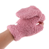 Maxbell Winter Warm Plush Mittens Half Finger Short Fingerless Sports Gloves Pink