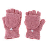 Maxbell Winter Warm Plush Mittens Half Finger Short Fingerless Sports Gloves Pink