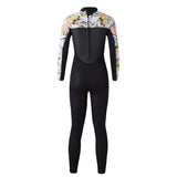 Maxbell 3mm Neoprene Wetsuits Long Sleeve Diving Suit Jumpsuits Black-Floret 2-M