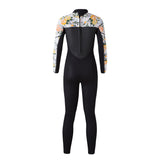 Maxbell 3mm Neoprene Wetsuits Long Sleeve Diving Suit Jumpsuits Black-Floret 2-L