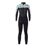 Maxbell 3mm Neoprene Wetsuits Long Sleeve Diving Suit Jumpsuits Black-Floret-S