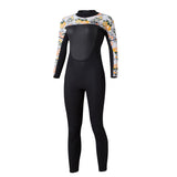 Maxbell 3mm Neoprene Wetsuits Long Sleeve Diving Suit Jumpsuits Black-Floret 2-S