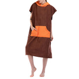 Maxbell Unisex Surf Beach Poncho Towel Wetsuit Changing Robe & Hood, Pocket Brown