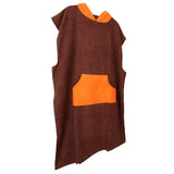 Maxbell Unisex Surf Beach Poncho Towel Wetsuit Changing Robe & Hood, Pocket Brown