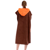 Maxbell Unisex Surf Beach Poncho Towel Wetsuit Changing Robe & Hood, Pocket Brown